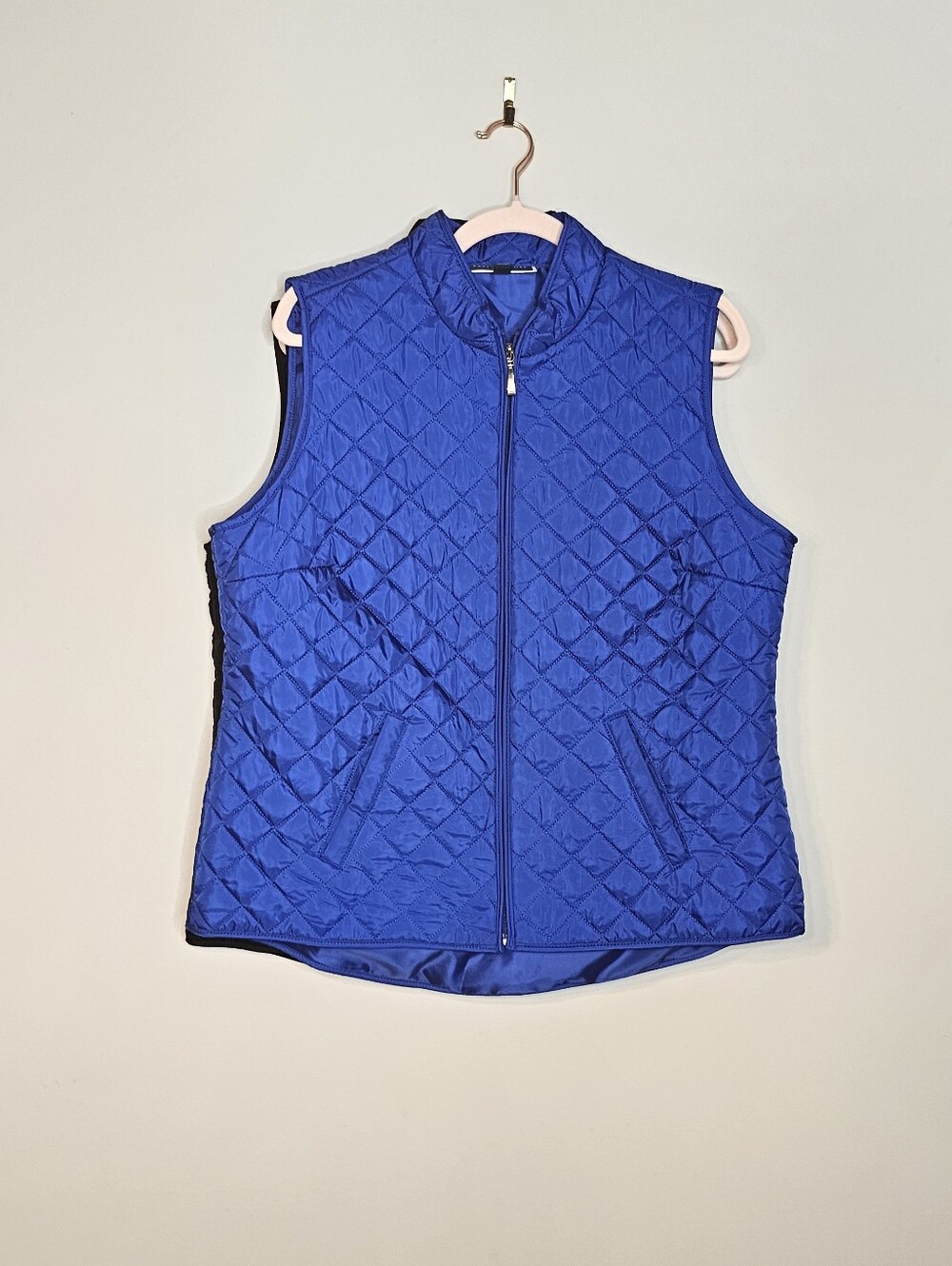 Karen Scott Quilted Zip Front Vest Lot of 2 Black Blue Size Large